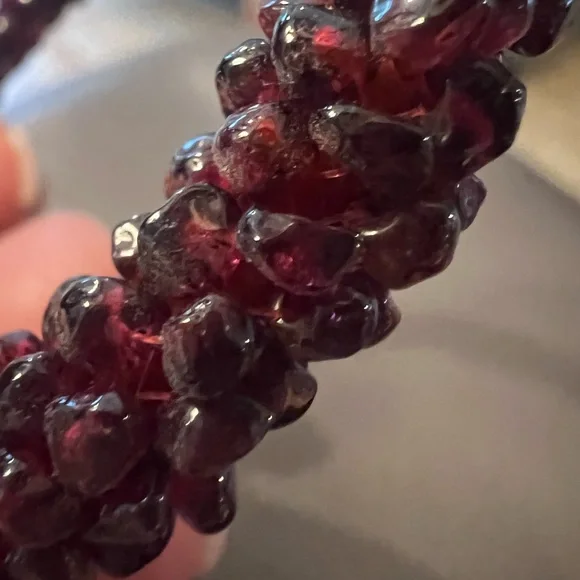 Genuine Garnet Beaded Bangle Bracelet